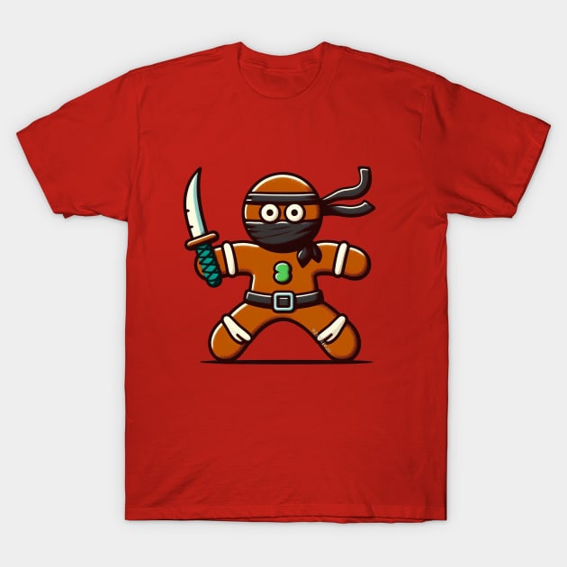 Ninjabread man with sword T-Shirt by Sketchy